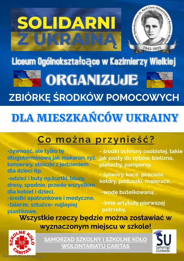 Plakat akcji pomocy Ukrainie